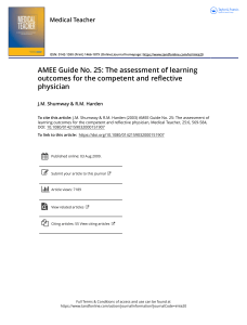 Week 1 - R02 AMEE Guide No. 25  The assessment of learning outcomes for the competent and reflective physician