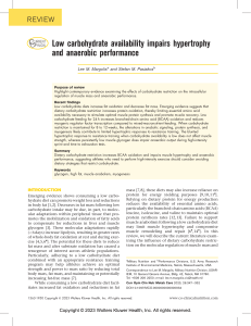 Low carbohydrate availability impairs hypertrophy and anaerobic performance