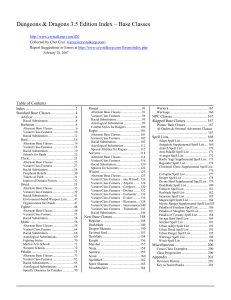 D&D 3.5 Base Class Index