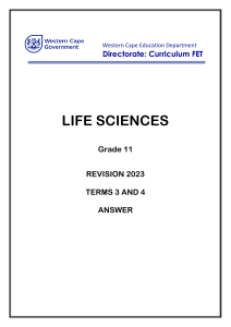 Life Sciences Grade 11 Revision Memo Term 3 and 4 -2023