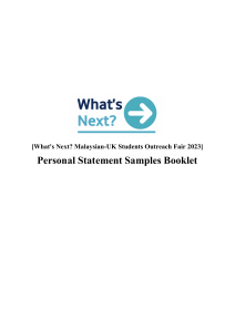 [What's Next  MUSOF 2023] Personal Statement Samples Booklet