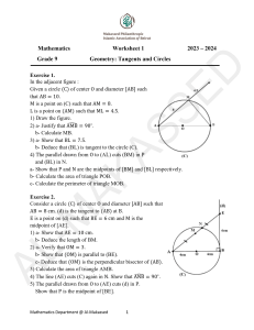 g9-Geometry Tangents and Circles Worksheet 1