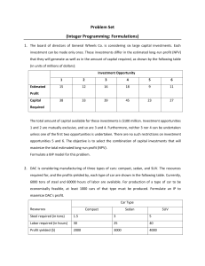 Problem Set IP Formulations