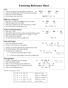 factoring reference sheet