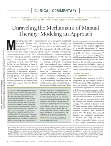 Unraveling the Mechanisms of Manual Therapy Modeling an Approach