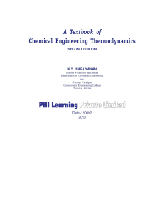 A Textbook ofChemical Engineering thermodynamics KV NARAYANAN