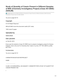 scribd.com-Study of Quantity of Casein Present in Different Samples of Milk Chemistry Investigatory Project Clas