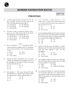 Percentage   DPP 05 (of Lec 06) (English)    Banker Foundation for 2023 (Pre+Mains)