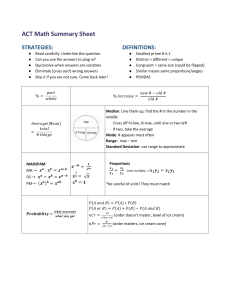2020 ACT Math Summary Sheet