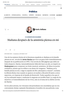 Artículo periodístico - Pedro Sánchez y la amnistía: "Mañana después de la amnistía piensa en mí", por Enric Juliana