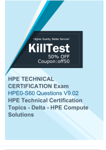 Pass HPE HPE0-S60 Exam with Updated HPE0-S60 Study Guide of Killtest