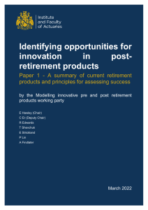 Identifying opportunities for innovation in post-retirement products - Paper 1-1