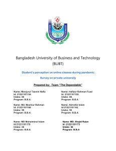 Report 1 (student’s perception about online classes during pandemic)