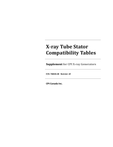 X-RAY tube compatiblity table