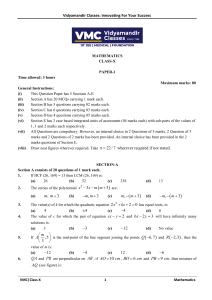 Class X Mathematics Exam Paper