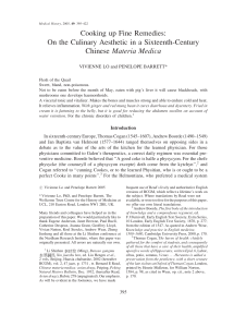 Cooking up Fine Remedies- On the Culinary Aesthetic in a Sixteenth-Century Chinese Materia Medica