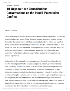 10 Ways to Have Conscientious Conversations on the Israeli-Palestinian Conflict   ADL