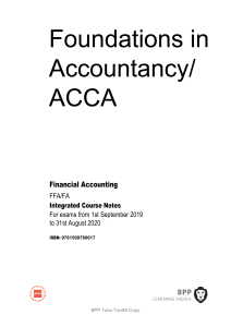 ACCA FIA Financial Accounting (FFA) Course Notes 2019