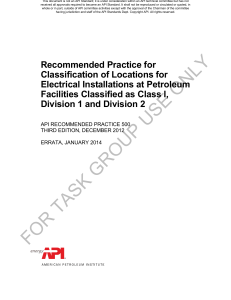 API RECOMMENDED PRACTICE 500 THIRD EDITION, DECEMBER 2012 ERRATA, JANUARY 2014
