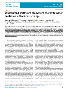 Widespread shift from ecosystem energy to water limitation with climate change