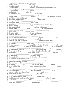 English Verb Forms & Tenses Worksheet