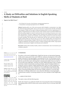A Study on Difficulties and Solutions in English Speaking Skills of Students at Hufi