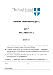 13  entry Maths past papers(1)