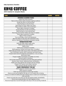 Daily Cafe Operations Checklist Sample