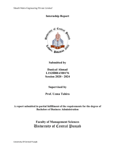 Internship Report ( Manufacturing firm )