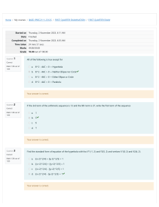 FIRST QUARTER EXAM  Attempt review BAED-PREC2111-2312S