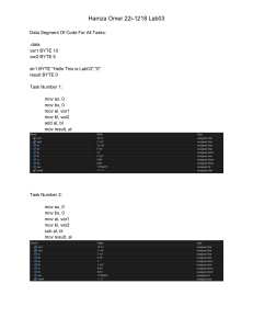 Assembly Lab Report: Arithmetic & Strings