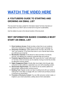 A YOUTUBERS GUIDE TO STARTING AND GROWING AN EMAIL LIST