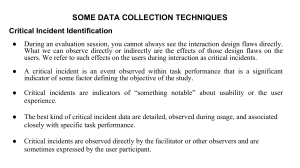 Data Collection Techniques: Critical Incident & UX Inspection