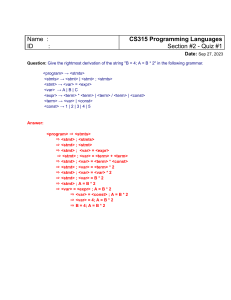 CS 315-02 Quiz 1