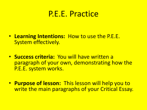 P.E.E. Writing System Practice