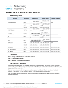 11.5.5 Packet Tracer   Subnet an IPv4 Network.docx