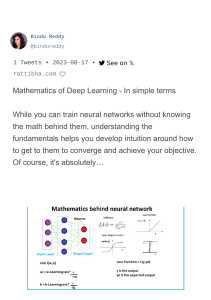 mathematics of deep learning  thread by bindureddy   