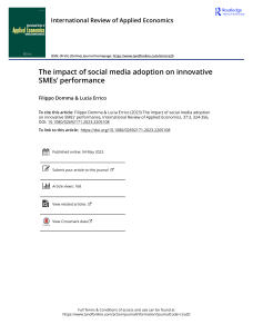 The impact of social media adoption on innovative SMEs’ performance - The impact of social media adoption on innovative SMEs performance