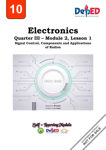 STE Electronics10 Q3 Mod2 Lesson1-SignalControl,ComponentsandApplicationsofRadio