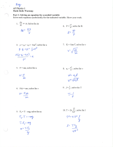 APP1 math skills warmup answer key