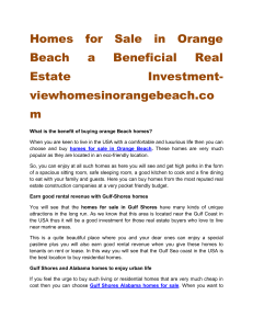 Homes for Sale in Orange Beach a Beneficial Real Estate Investment-viewhomesinorangebeach.com