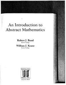 Abstract Mathematics Textbook: Introduction by Bond & Keane