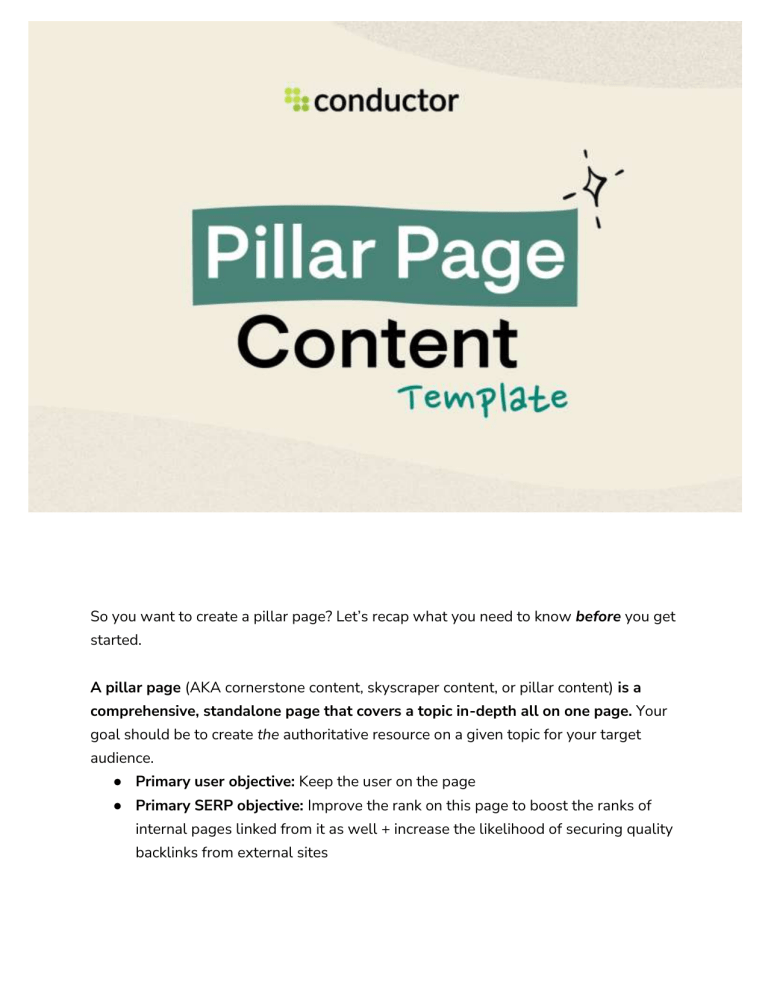 TEMPLATE Pillar Page Content Template