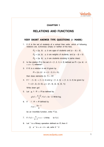 CBSE Class 12 Maths Chapter 1 Relations and Functions Important Questions 2022-23