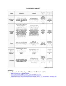 Discussion Forum Rubric