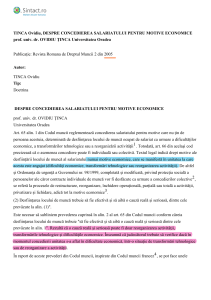 Concedierea pentru motive economice - Analiză juridică