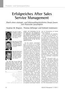 Wagner, M., Zellweger, T. & Lindemann, E. (2007). Erfolgreiches After Sales Service Management. Industrie Management, 2007 (60-63)