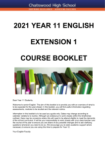 2021 YEAR 11 ENGLISH EXTENSION 1 BOOKLET