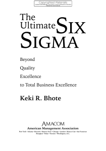 Bhote, Keki R. - Ultimate Six Sigma - Beyond Quality Excellence to Total Business Excellence-AMACOM – Book Division of American Management Association (2002)