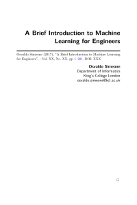 Machine Learning for Engineers: A Brief Introduction